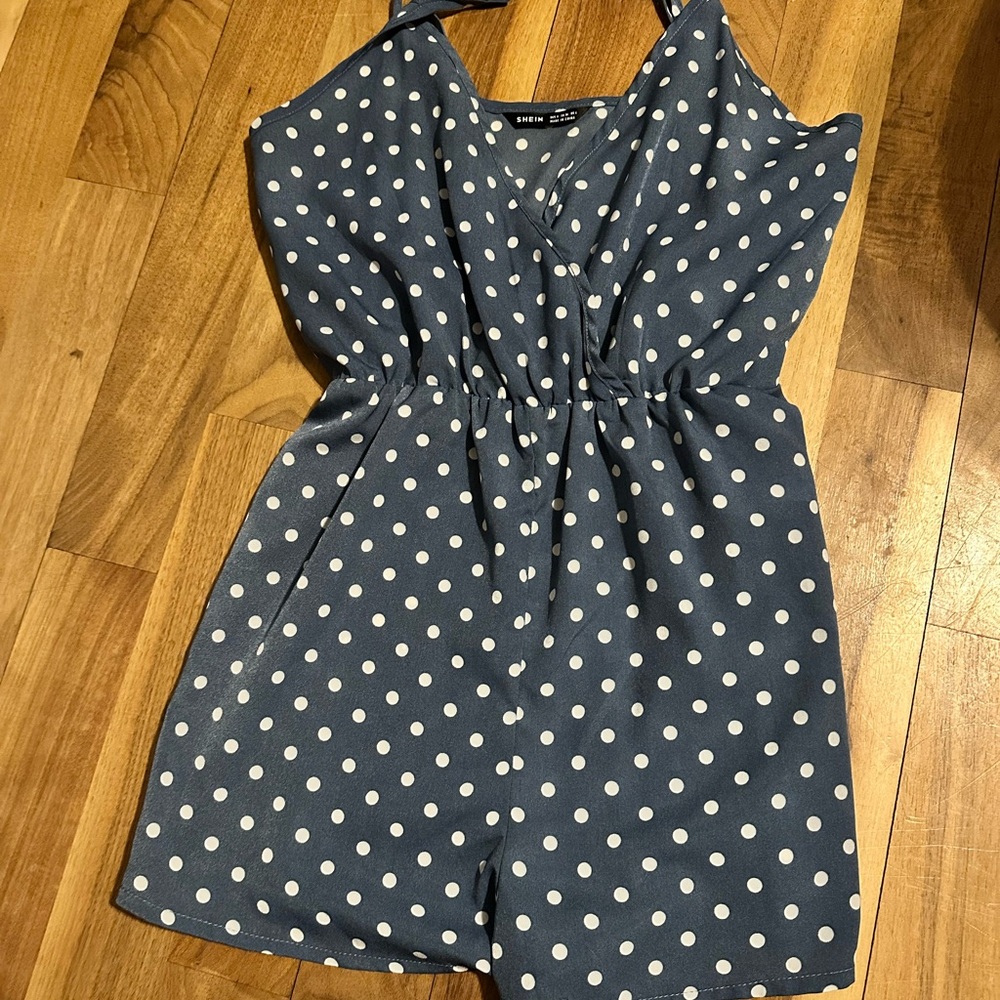 Blue Polka Dot Romper